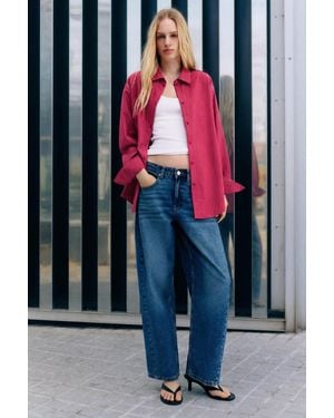 Pull&Bear Striped Poplin Long Sleeve Shirt - Black