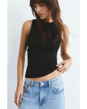 Pull&Bear Round Neck Tank Top - Black