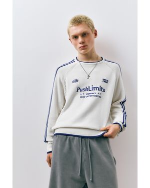 Pull&Bear Embroidered Stwd Striped Jumper - Grey
