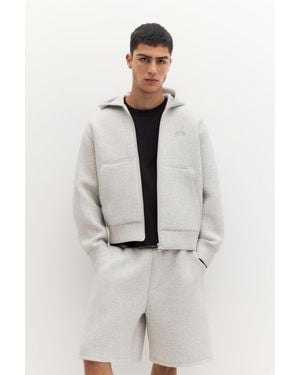 Pull&Bear Neoprene-Effect Hoodie - Grey