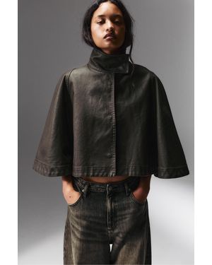 Pull&Bear Waxed Finish Short Cape - Grey
