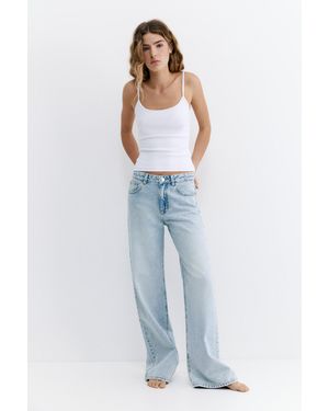 Pull&Bear Straight-Leg Baggy Jeans With Rhinestones - Blue