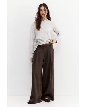 Pull&Bear Darted Smart Trousers - Brown