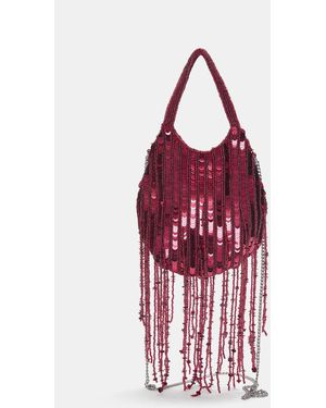 Pull&Bear Beaded Bag With Fringing - Red