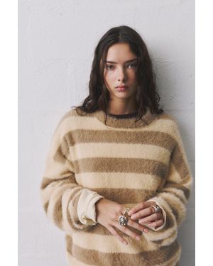 Pull&Bear Soft Knit Striped Jumper - Brown