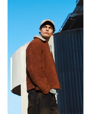 Pull&Bear Faux Suede Jacket With Contrast Collar - Blue