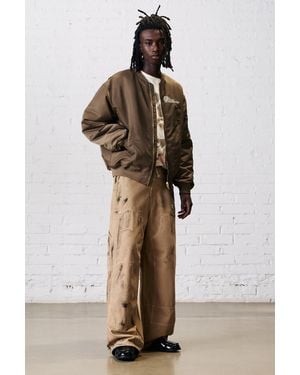Pull&Bear Embroidered Stwd Bomber Jacket - Brown