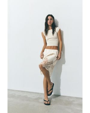 Pull&Bear Camisole Detail Midi Skirt - Grey