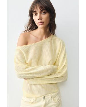Pull&Bear Fine-Knit Asymmetric T-Shirt - Blue