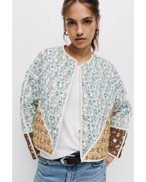 Pull&Bear Patchwork Puffer Jacket - Grey