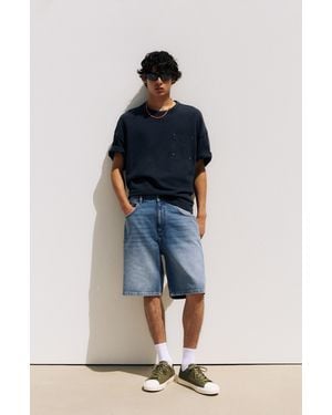Pull&Bear Baggy Denim Bermuda Shorts - Blue