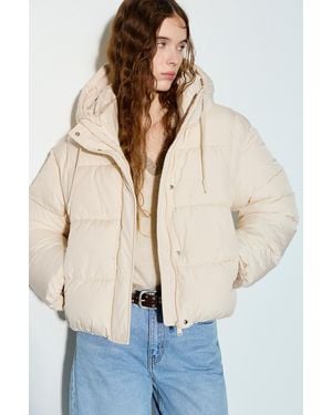 Pull&Bear Hooded Padded Jacket - White