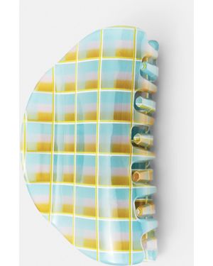 Pull&Bear Curved Check Hair Clip - Blue