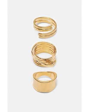 Pull&Bear 3-Pack Of Rings - Metallic