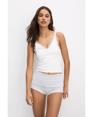 Pull&Bear Seamless Lace Vest Top - White