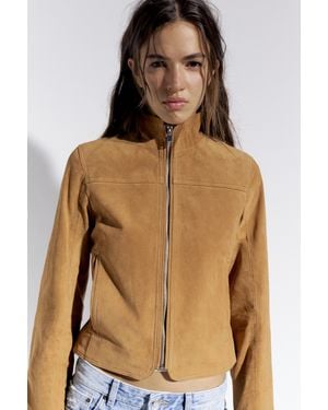 Pull&Bear 100% Suede Leather Jacket - Natural