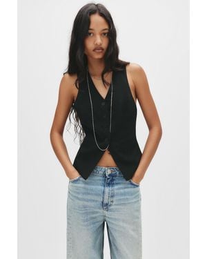 Pull&Bear Tailored Weste Mit Freiem Rücken - Schwarz