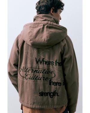 Pull&Bear Worker Jacket With Embroidered Back - Multicolour