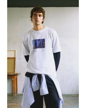Pull&Bear T-Shirt Im Regular-Fit Mit Grafik - Blau