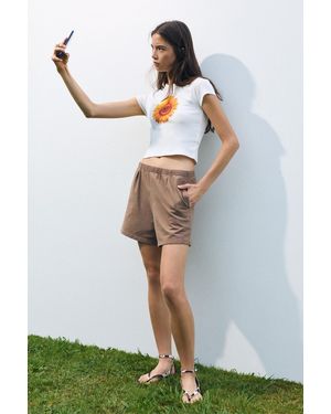 Pull&Bear Tracksuit Shorts - Brown