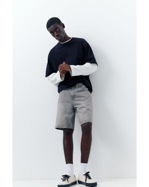 Pull&Bear Standard Denim Bermuda Shorts - Blue