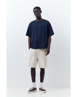 Pull&Bear Baggy Cargo Bermuda Shorts - Blue