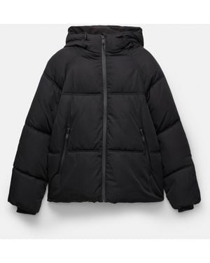 Pull&Bear Puffer Jacket With Hood - Black