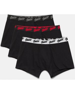 Pull&Bear Pack Of 3 Stwd Boxers - Black