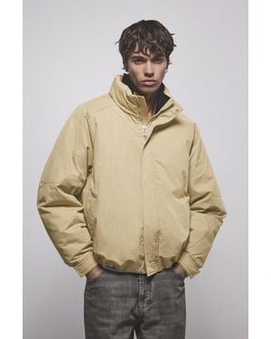 Pull&Bear Check Quilted Jacket - Natural