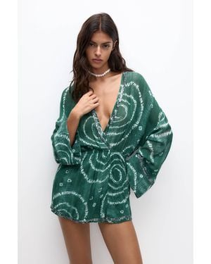 Pull&Bear Kurzer Jumpsuit Mit Print - Grün
