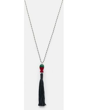 Pull&Bear Fish Tassel Necklace - Black