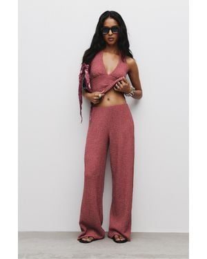 Pull&Bear Textured Straight-Leg Trousers
