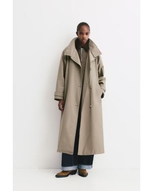 Pull&Bear Belted Flowing Long Trench Coat - Natural