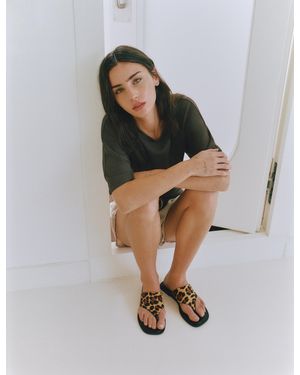 Pull&Bear Print Flat Leather Sandals - Multicolour