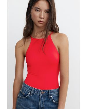 Pull&Bear Halter Strappy Bodysuit - Red