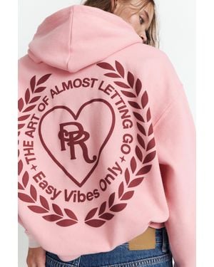 Pull&Bear Heart Graphic Hoodie - Pink