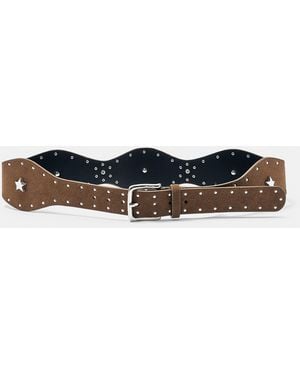 Pull&Bear Wide Wave And Star Belt - Black