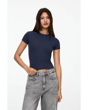 Pull&Bear Fitted T-Shirt - Blue