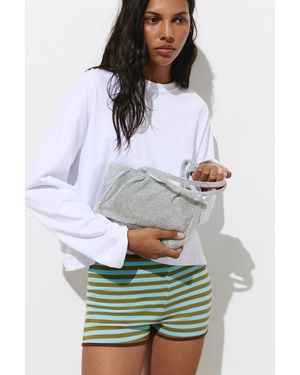 Pull&Bear Metallic Mesh Shoulder Bag - White