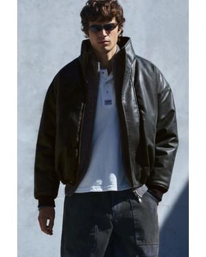 Pull&Bear Leather Effect Jacket - Black