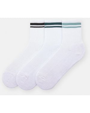 Pull&Bear Pack Of 3 Pairs Of Striped Socks - White