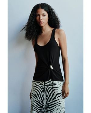 Pull&Bear Tanktop Mit Metall-Applikation - Schwarz