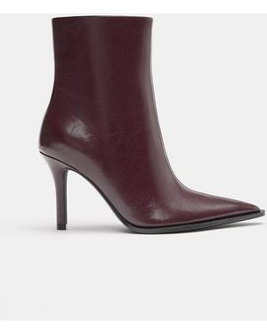 Pull&Bear Stiletto Heel Ankle Boots - Purple