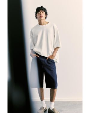Pull&Bear Skater Denim Bermuda Shorts - Blue