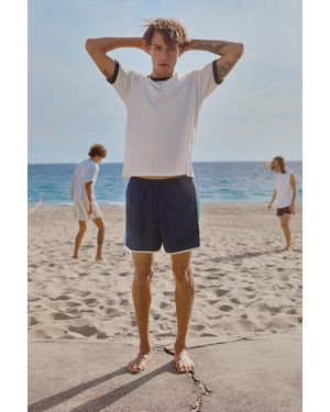 Pull&Bear Contrast Panel Swimming Trunks - Blue