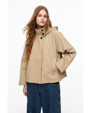Pull&Bear Short Hooded Trench Coat - Blue