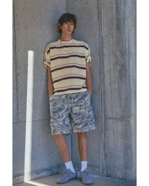 Pull&Bear Short Sleeve Striped T-Shirt - Grey