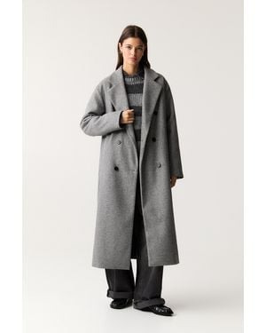 Pull&Bear Long Soft Touch Coat - Grey