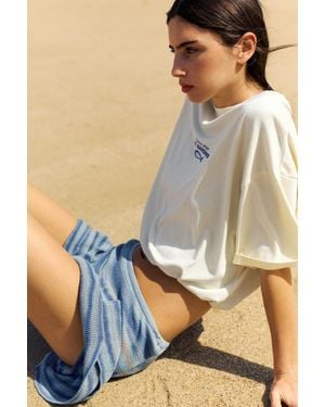 Pull&Bear Oversize Sardine Graphic T-Shirt - Blue