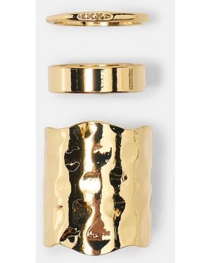 Pull&Bear Pack Of 3 Textured Rings - White